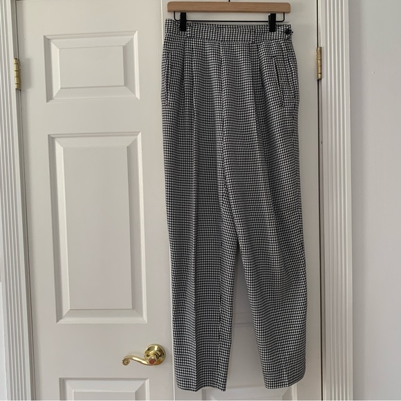 VTG 90s houndstooth pleated high-rise mom work trousers - size 10 or medium - Picture 1 of 5